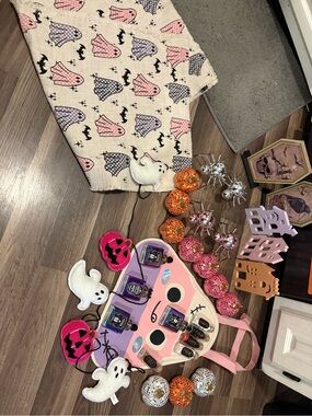 Halloween Trick-or-Treat Tote Bag & Ghost Party Decorations - Pink